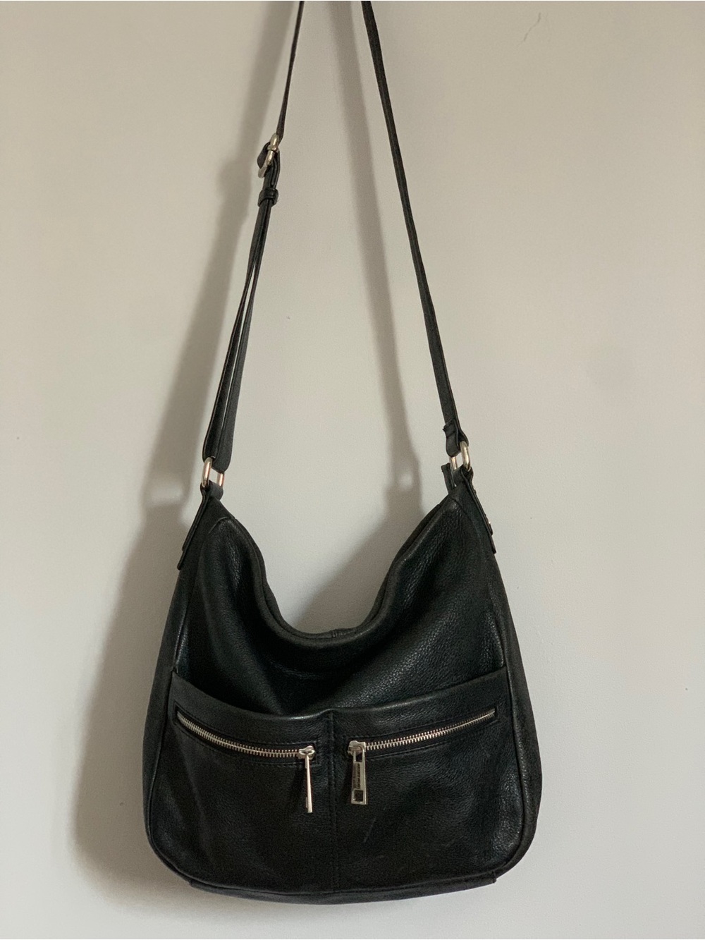 Atelier Noir (Division of Rudsak) Black Leather Shoulder, Crossbody Hobo Bag